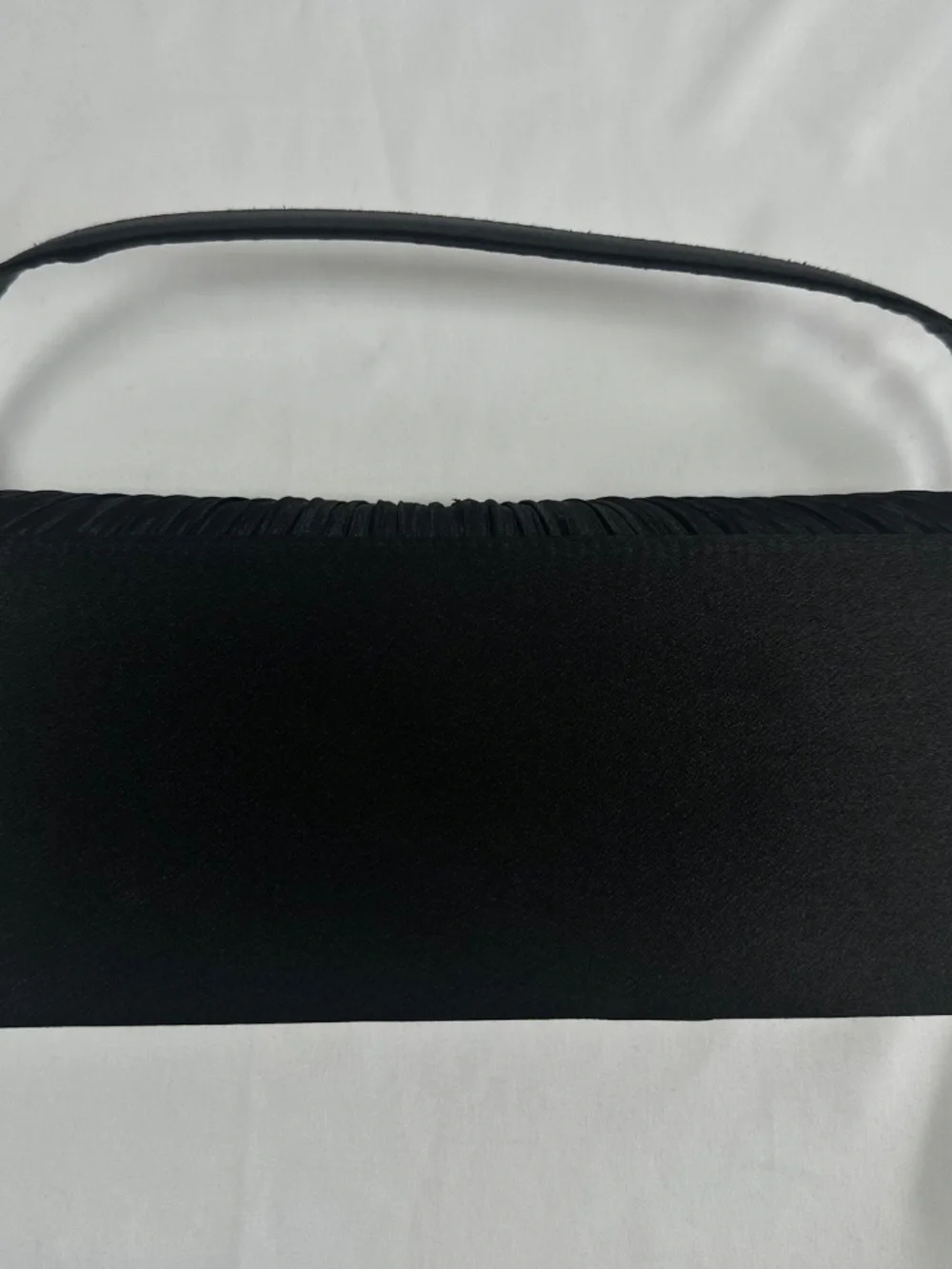 Black Evening Bag Ruching and Jeweled Embellishment Magnetic Snap Short Strap